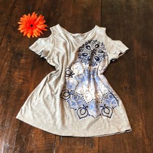 Girls/Youth Grey & Blue shirt.